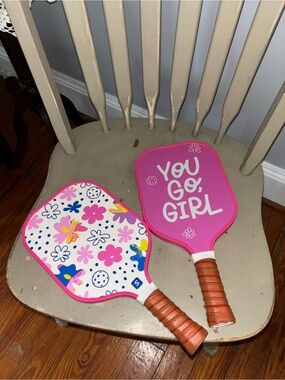 Kids Pink Floral Paddle Set - You Go, Girl Pickleball Paddles
